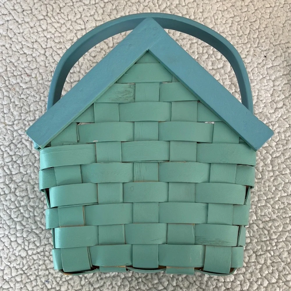 Easter Basket Kids Woven Wood with Handle Bunny Face - Picture 4 of 10